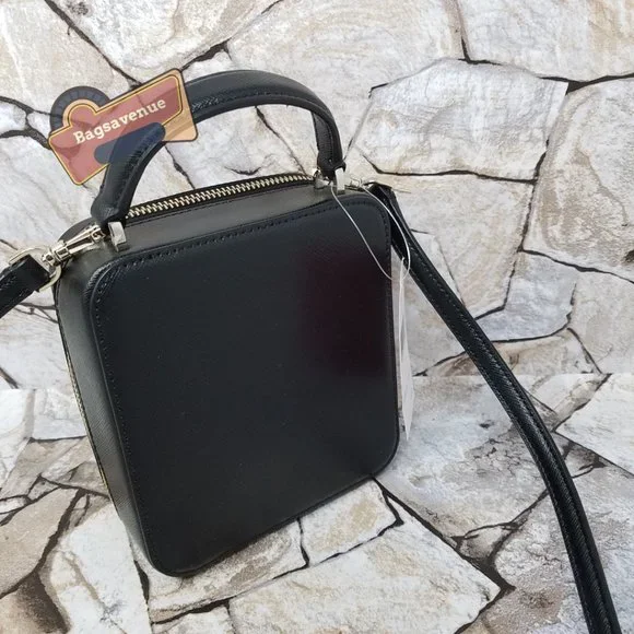 Daisy Vanity Crossbody Meow Cat Leather Bag Top Handle Purse Black Kate spade - Picture 6 of 9